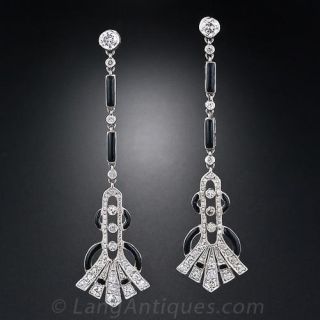 Art Deco Enamel and Diamond Earrings