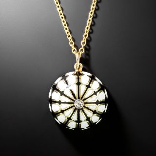Art Deco Enamel and Diamond Pendant - 5