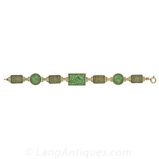 Art Deco Enamel and Jade Bracelet