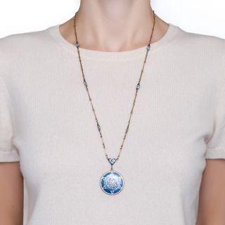 Art Deco Enamel Locket Necklace by Henry Blank