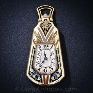 Art Deco Enamel Pendant Watch
