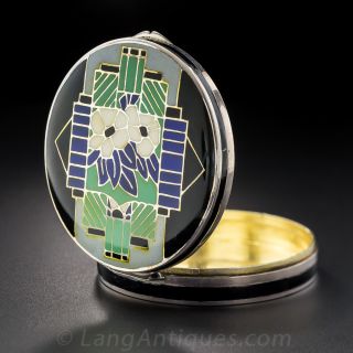 Art Deco Enameled Powder/Pill Box - 3