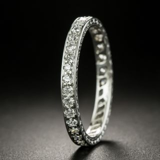Art Deco Engraved Diamond Eternity Band, Size 7 3/4 - 2