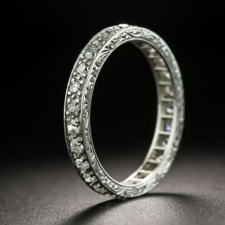 Art Deco Engraved Diamond Eternity Band - 1