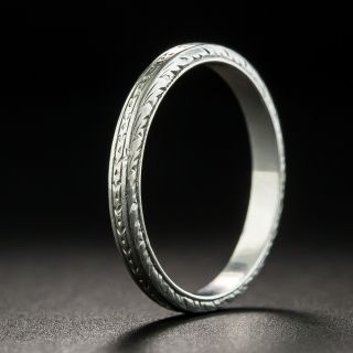 Art Deco Engraved Platinum Wedding Band - 1