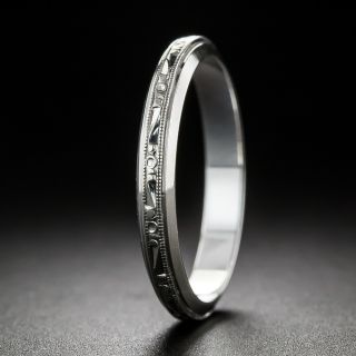 Art Deco Engraved Wedding Band, by Jollofsky and Sons, Size 6 - 3