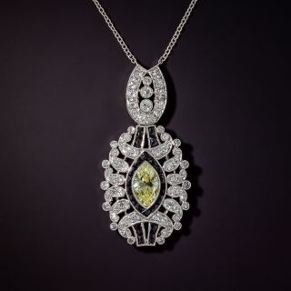 Re-add small diamond weights! ...........   Art Deco Bracelet with Fancy Yellow Marquise Diamond Center - 1