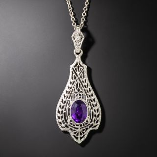 Art Deco Filigree Amethyst Necklace - 3