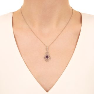 Art Deco Filigree Amethyst Necklace
