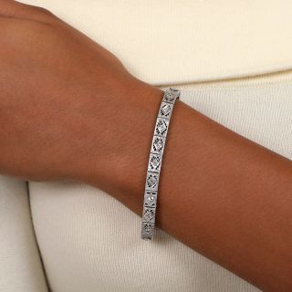 Art Deco Filigree and Diamond Bracelet