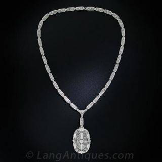 Art Deco Filigree and Diamond Necklace