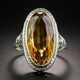 Art Deco Filigree Citrine Ring