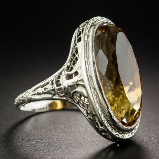 Art Deco Filigree Citrine Ring
