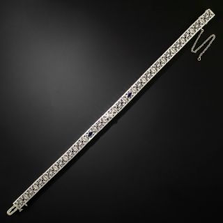 Art Deco Filigree Diamond and Sapphire* Bracelet - 2