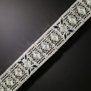 Art Deco Filigree Diamond and Sapphire* Bracelet, by J.J. White Company - 2