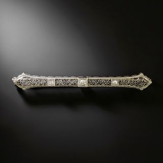Art Deco Filigree Diamond Bar Pin by Brod & Company - 2