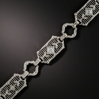 Art Deco Filigree Diamond Bracelet  - 1