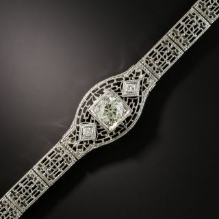 Art Deco Filigree Diamond Bracelet  - 3
