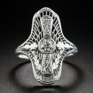  Art Deco Filigree Diamond Dinner Ring - 5