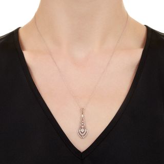 Art Deco Filigree Diamond Drop Necklace