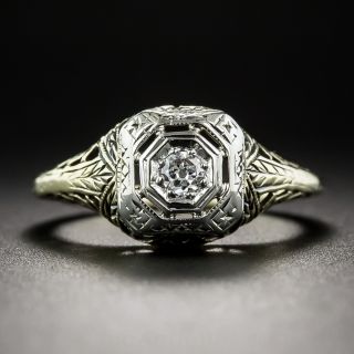 Art Deco Filigree Diamond Engagement Ring