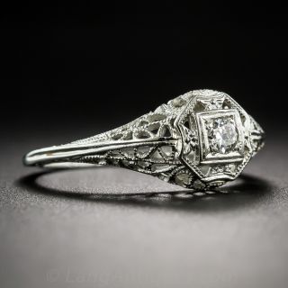 Art Deco Filigree Diamond Engagement Ring
