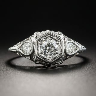 Art Deco Filigree Diamond Engagement Ring