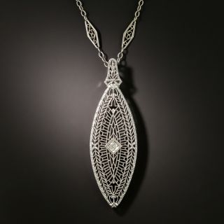 Art Deco Filigree Diamond Necklace - 2