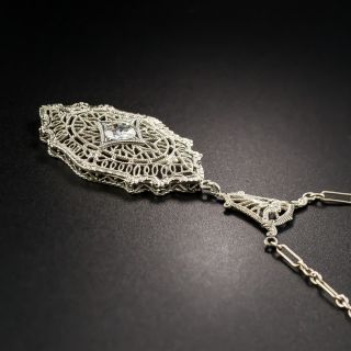 Art Deco Filigree Diamond Pendant Necklace