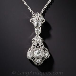 Art Deco Filigree Diamond Pendant