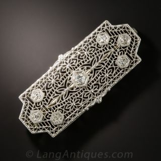 Art Deco Filigree Diamond Pin/Pendant