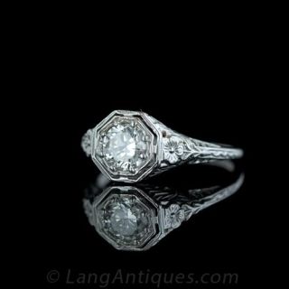 Art Deco Filigree Diamond Solitaire