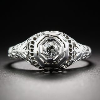 Art Deco Filigree Diamond Solitare Ring