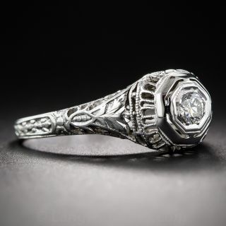Art Deco Filigree Diamond Solitare Ring