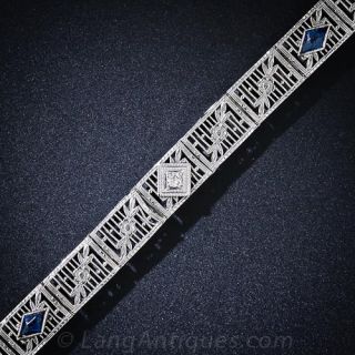 Art Deco Filigree Link Bracelet
