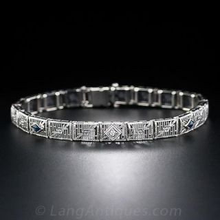 Art Deco Filigree Link Bracelet
