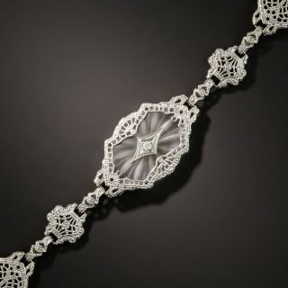 Art Deco Filigree Quartz and Diamond Bracelet by Shiman - 2