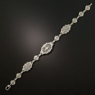 Art Deco Filigree Quartz and Diamond Bracelet by Shiman