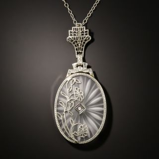 Art Deco Floral Rock Crystal Pendant - 4