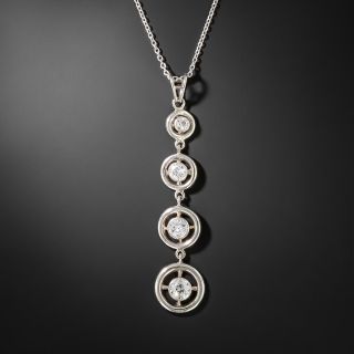 Art Deco Four-Diamond Circle Dangle Drop - 3