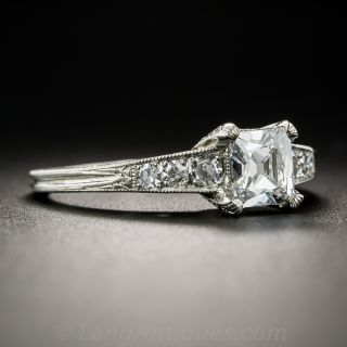 Art Deco French-Cut .59 Carat Diamond Ring - GIA - E VS2 