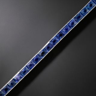 Art Deco French-Cut No-Heat Sapphire Line Bracelet - 3