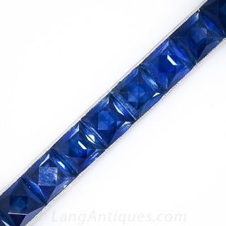 Art Deco French-Cut Sapphire Line Bracelet
