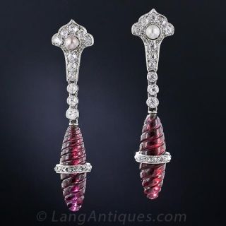 Art Deco Garnet and Diamond Earrings