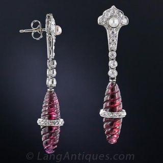 Art Deco Garnet and Diamond Earrings