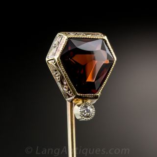 Art Deco Garnet and Diamond Stickpin - 2