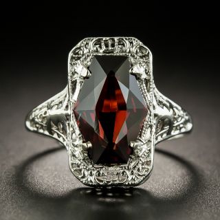 Art Deco Garnet Filigree Ring - 2
