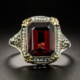 Art Deco Garnet Filigree Ring - 2