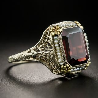 Art Deco Garnet Filigree Ring