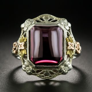Art Deco Garnet Tri-Tone Ring - 2